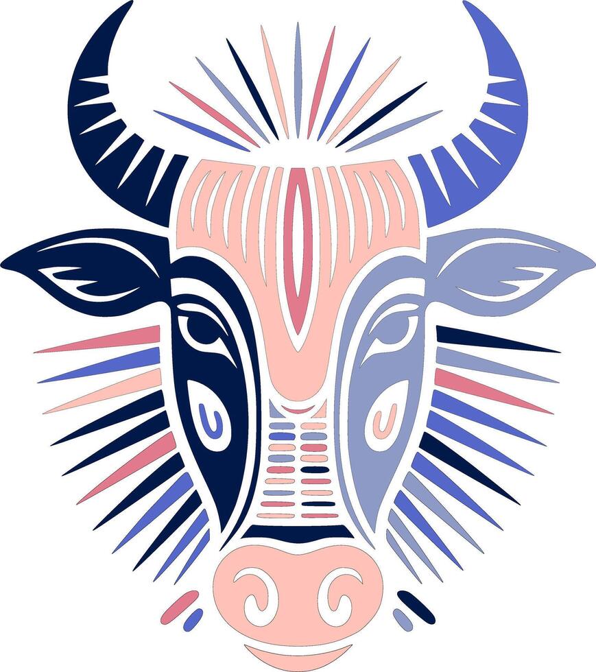 Iconic Stylized Tribal Nilgai Face Design vector