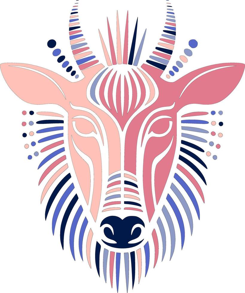 Mystical Stylized Tribal Nilgai Face Design vector