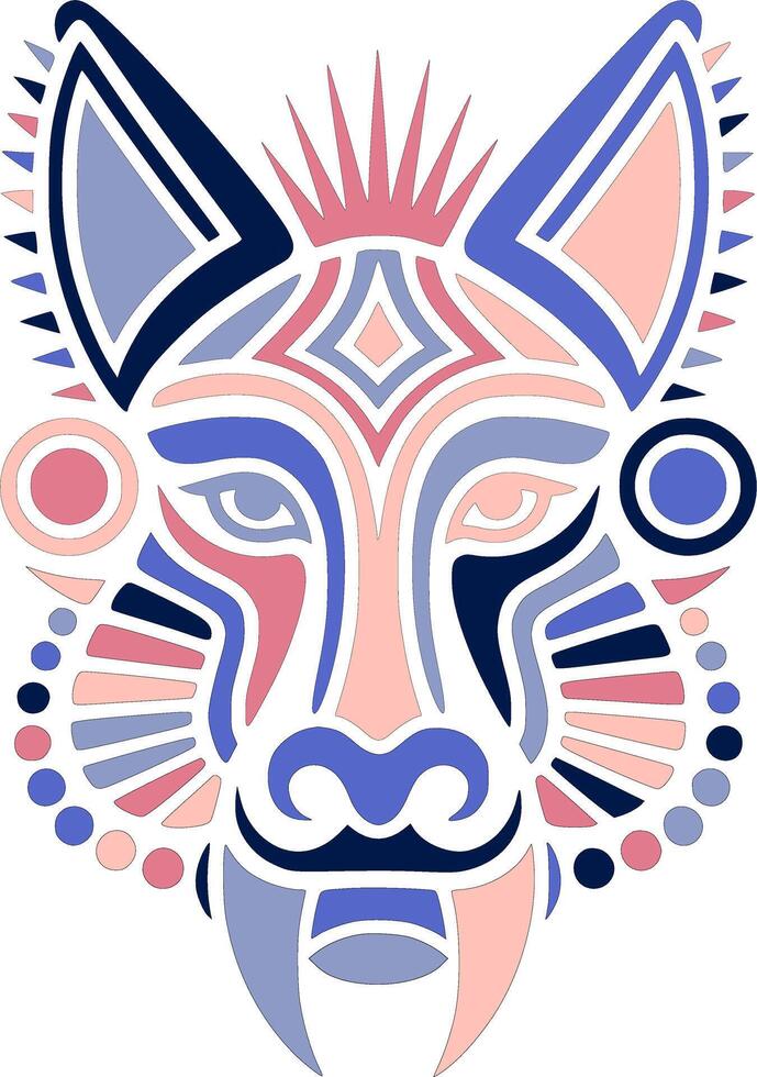 Ancient Stylized Tribal Thar Face Design vector