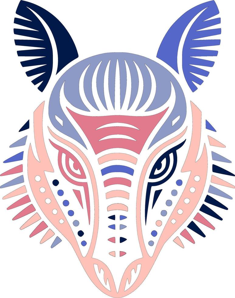 Iconic Stylized Tribal Armadillo Face Design vector