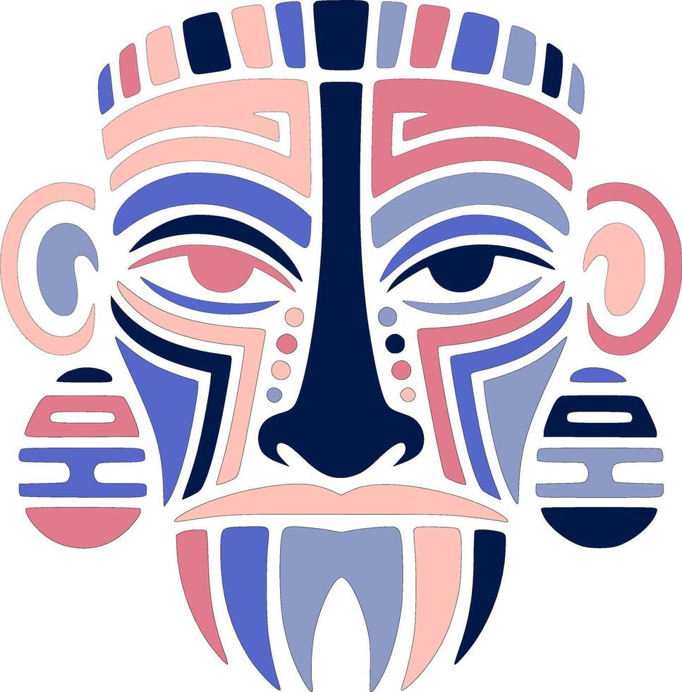 Mystical Stylized Tribal Thar Face Design vector