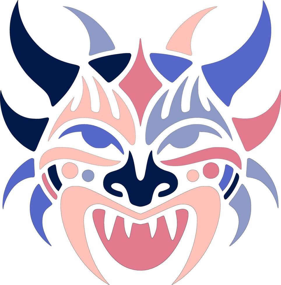 Ornate Tribal Thorny Devil Face Design vector