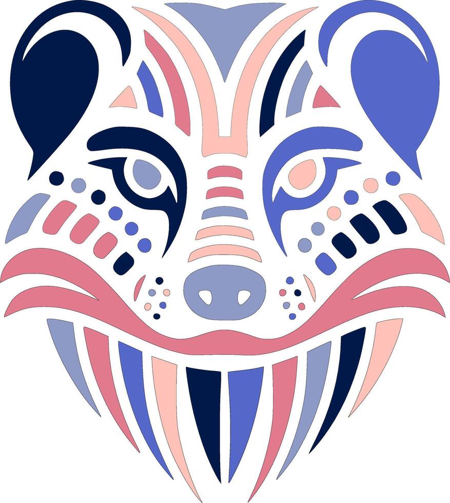 Ancient Stylized Tribal Mongoose Face Design vector