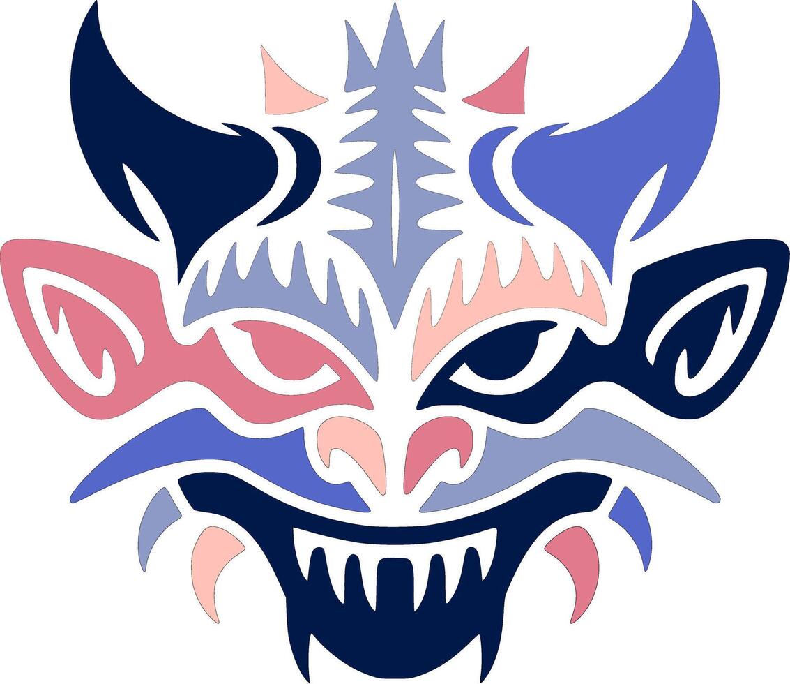 Royal Tribal Thorny Devil Face Design vector