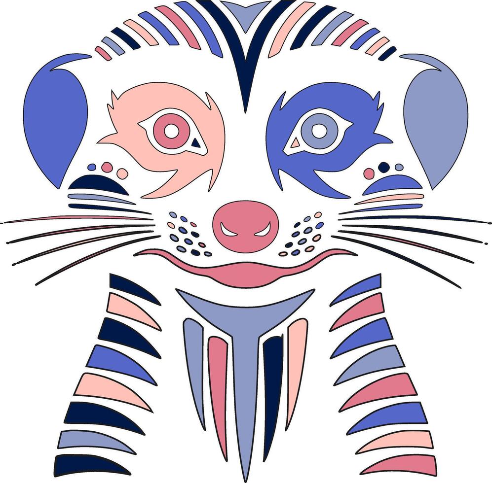 Ancient Stylized Tribal Meerkat Face Design vector