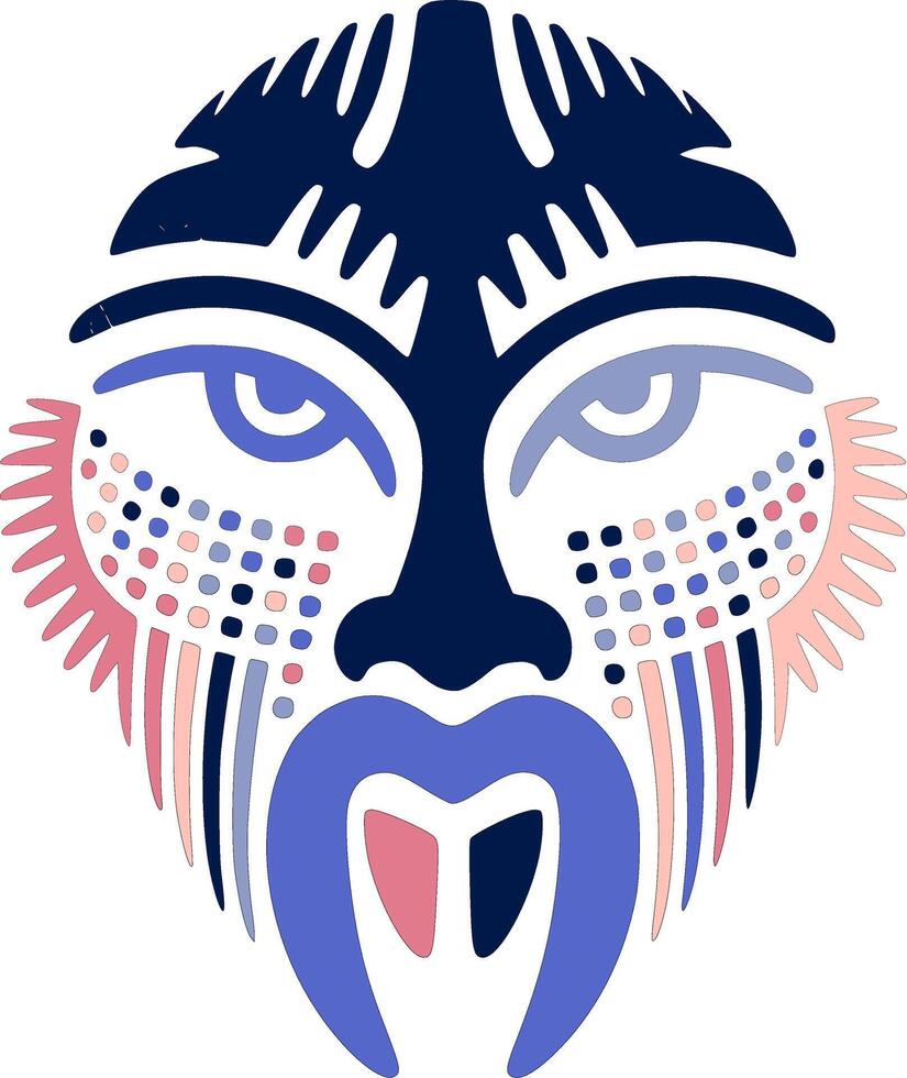 Mystical Stylized Tribal Goral Face Design vector