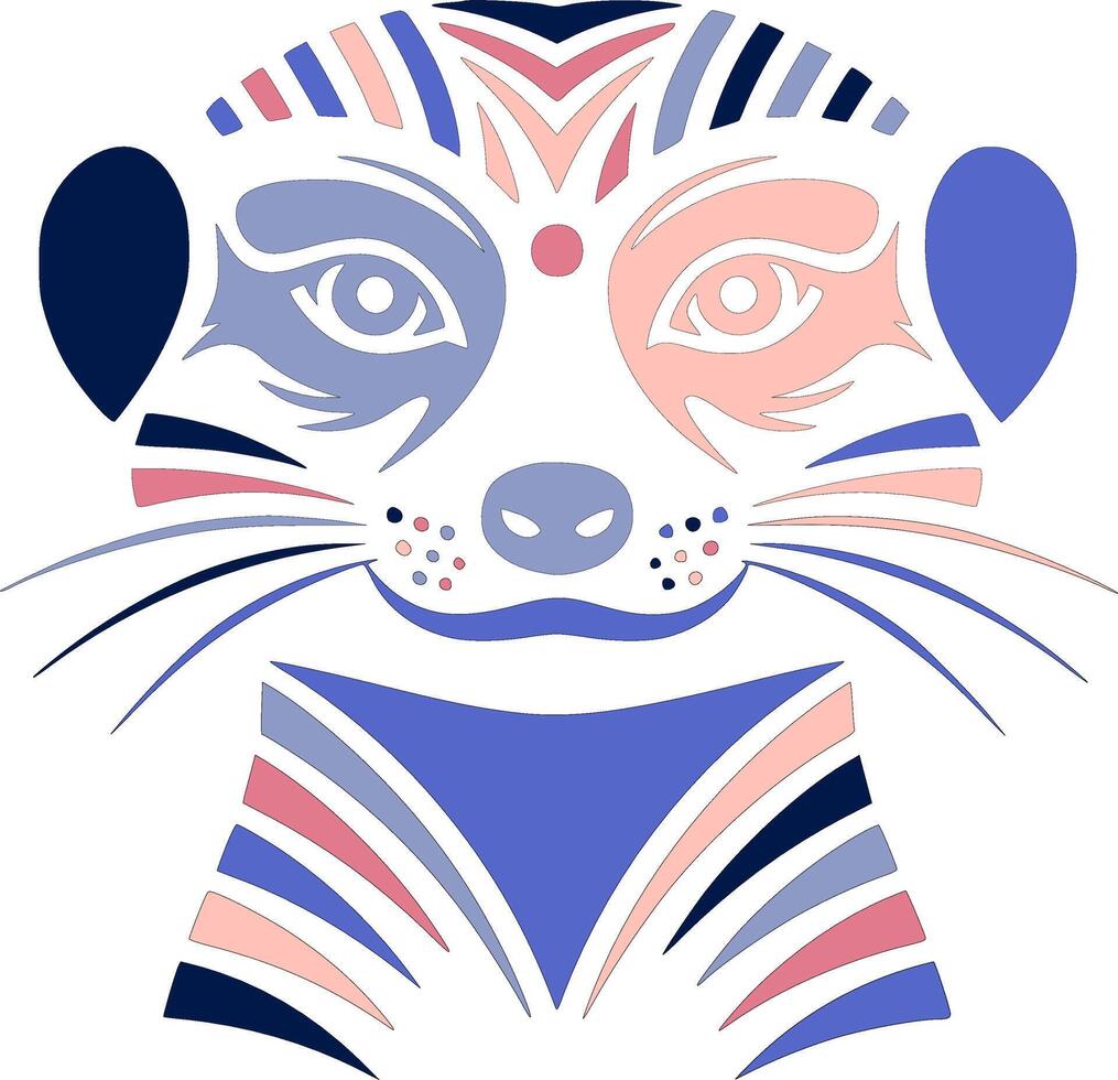 Iconic Stylized Tribal Meerkat Face Design vector