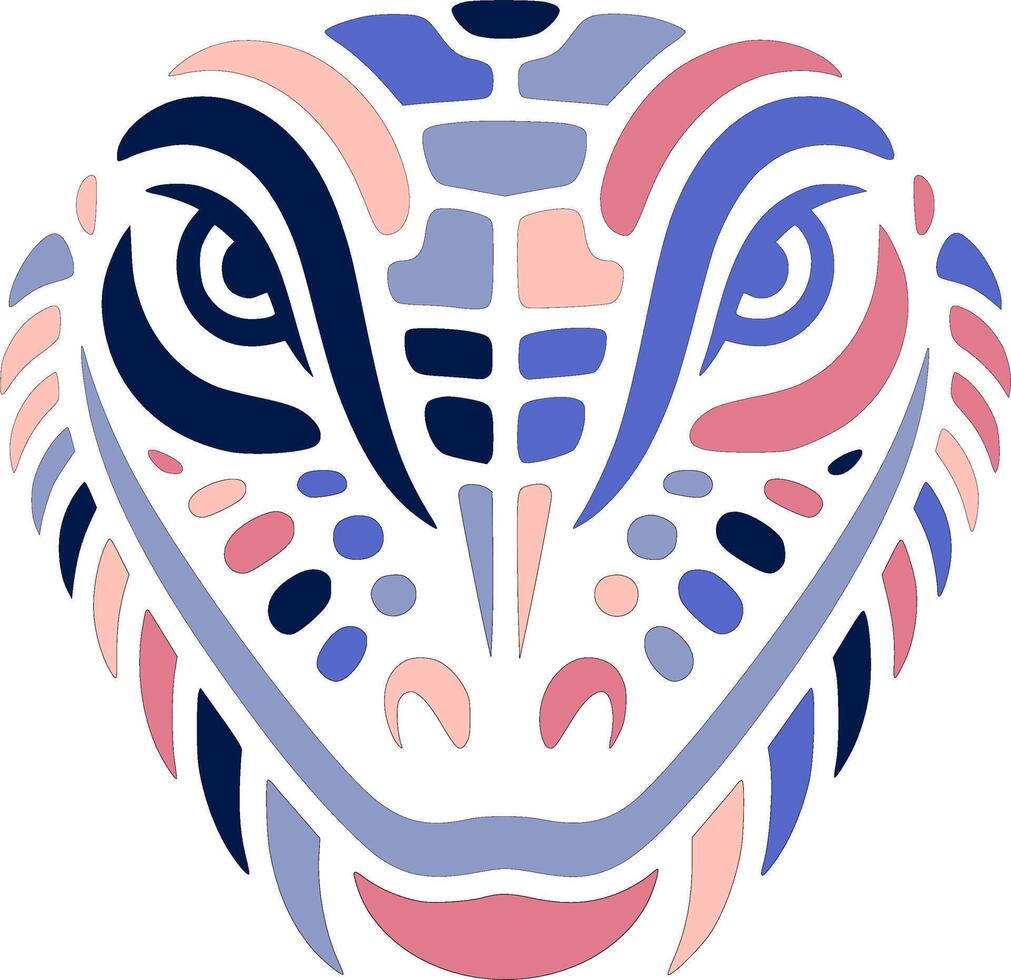 Decorated Tribal Monitor Lizard Face Design vector