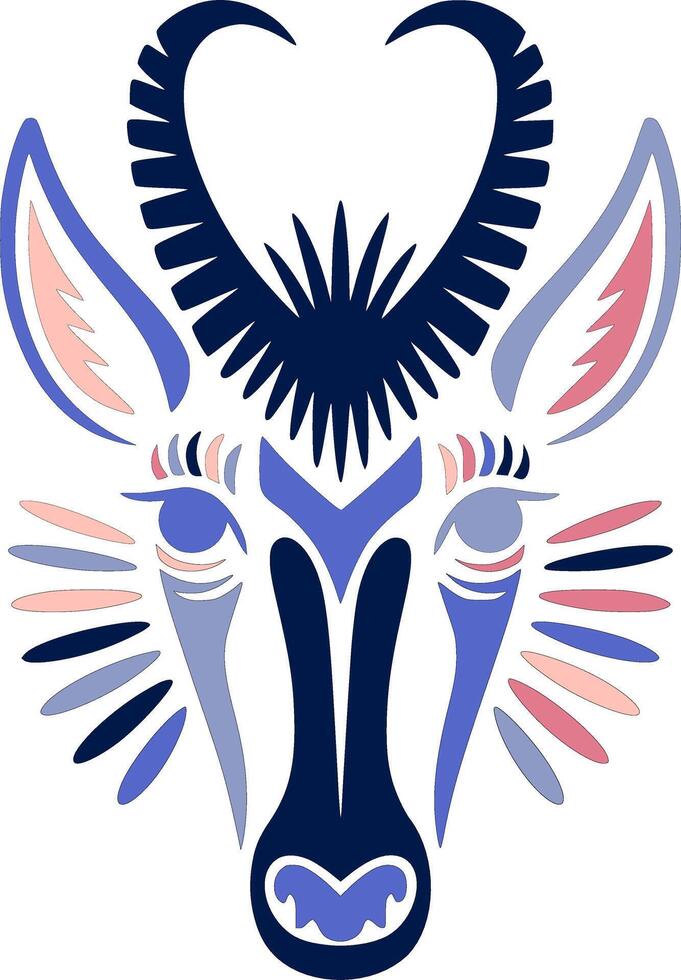 Stylized Tribal Pronghorn Face Design vector