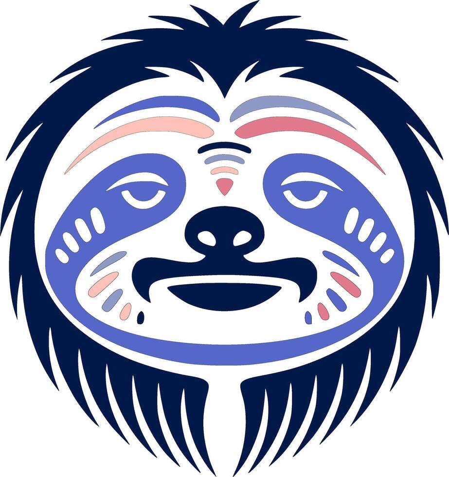 Stylized Tribal Sloth Face Design vector