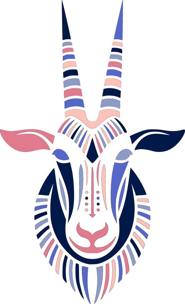 Tribal Scimitar Oryx Face Design vector