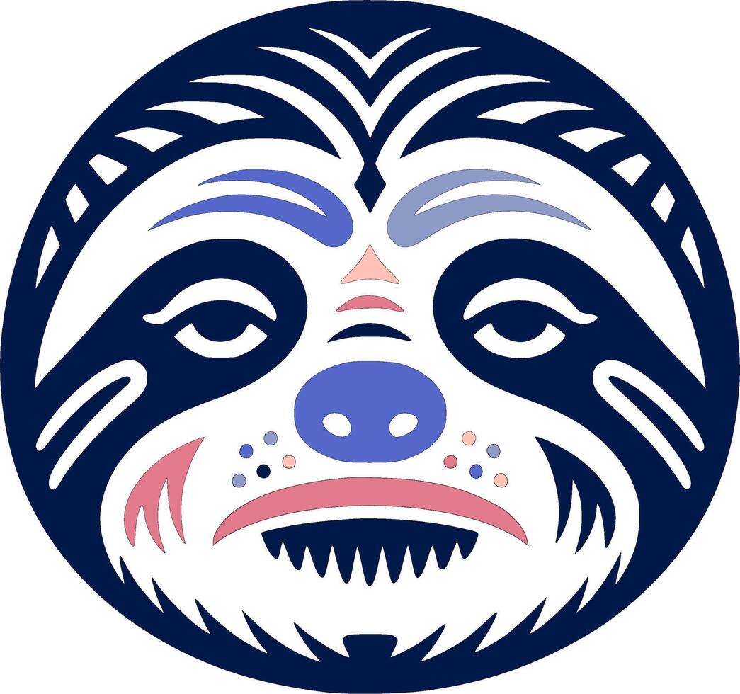 Ancient Stylized Tribal Sloth Face Design vector