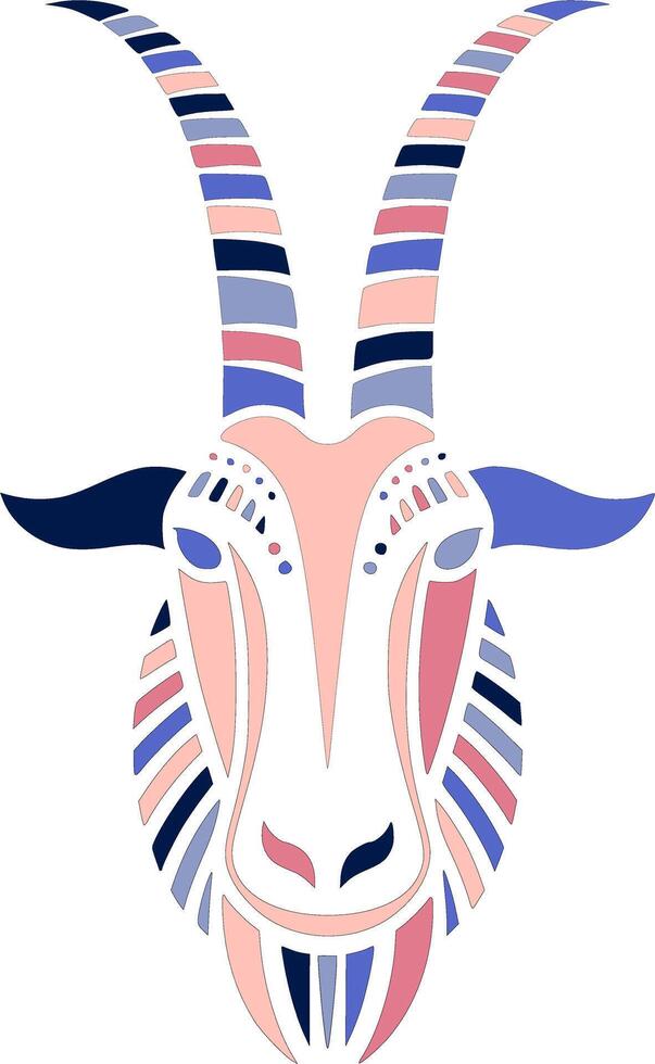 Ancient Tribal Scimitar Oryx Face Design vector