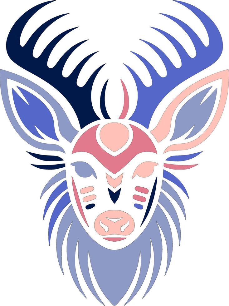 Iconic Tribal Mule Deer Face Design vector