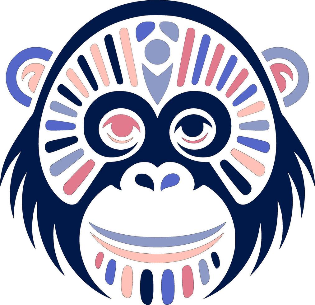 Stylized Tribal Orangutan Face Design vector