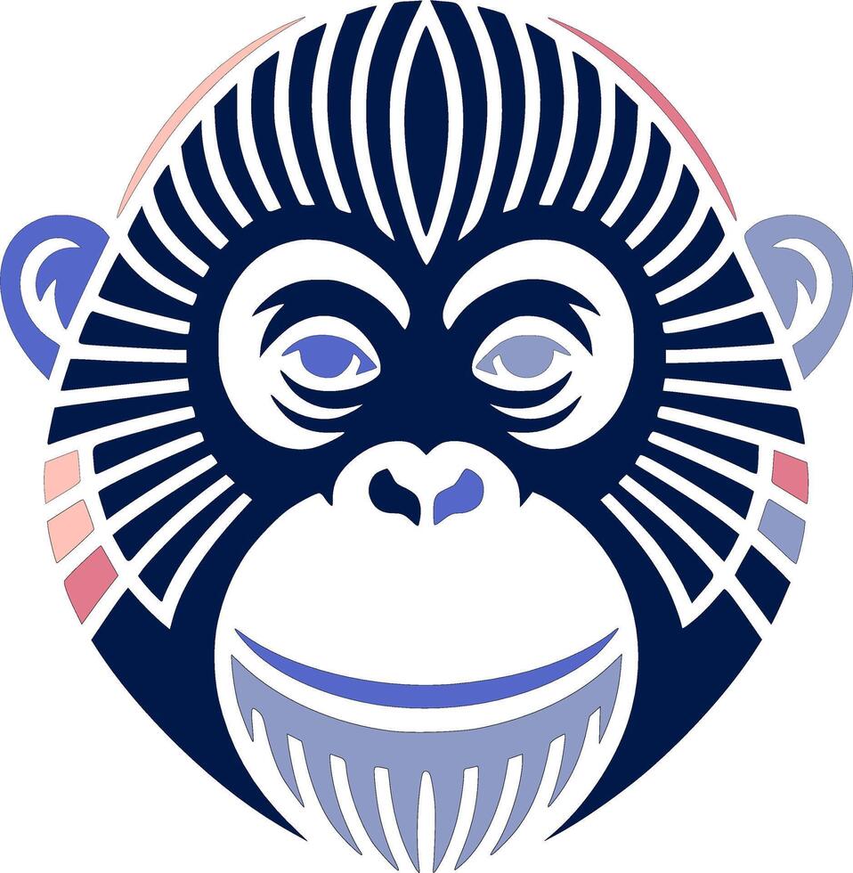 Ancient Stylized Tribal Orangutan Face Design vector
