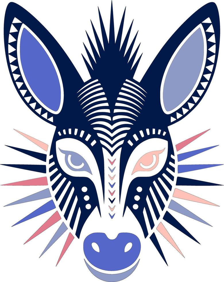 Stylized Tribal Zonkey Face Design vector