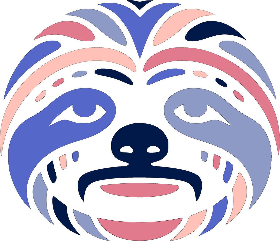 Mystical Stylized Tribal Sloth Face Design vector