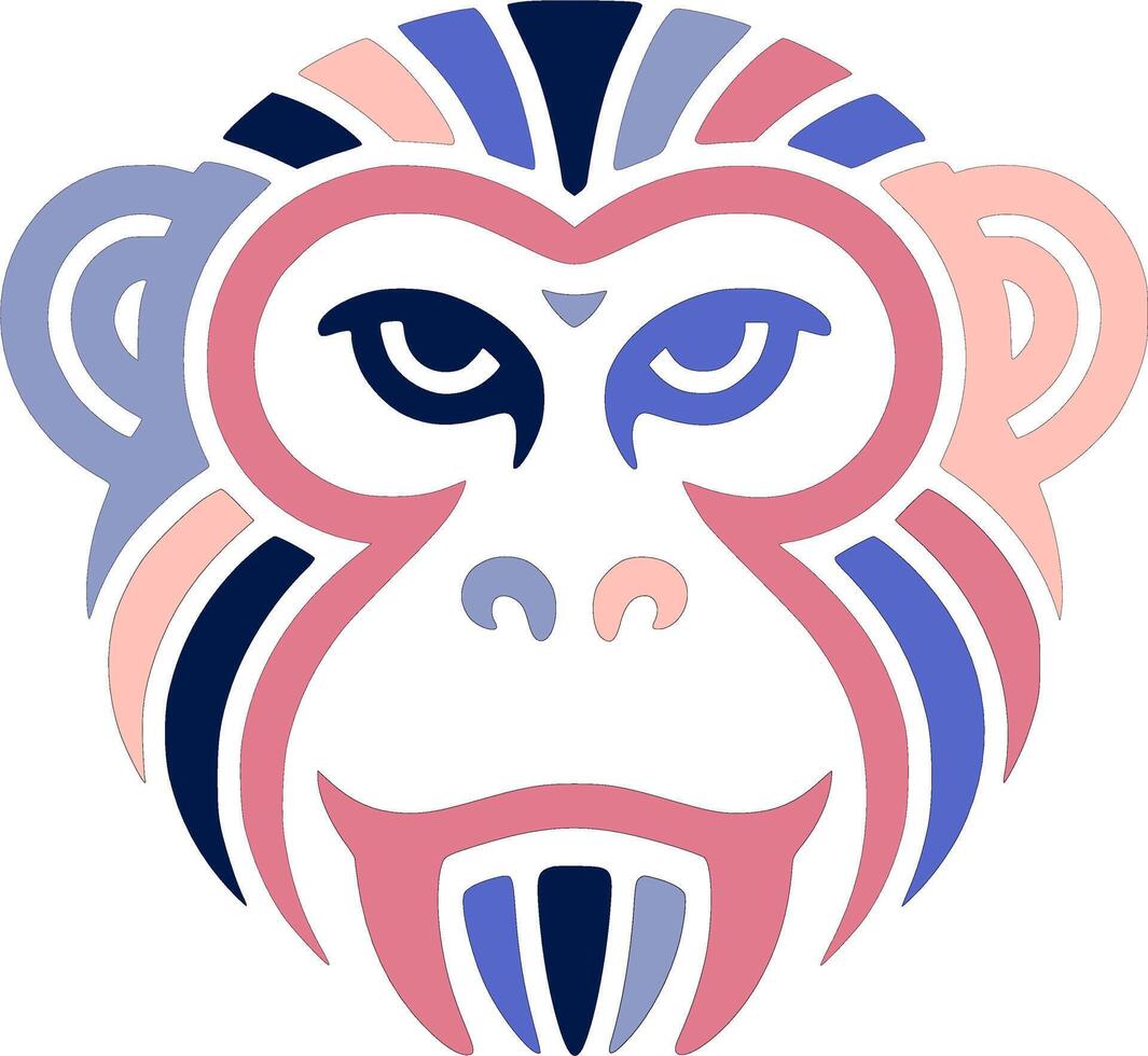 Iconic Tribal Proboscis Monkey Face Design vector