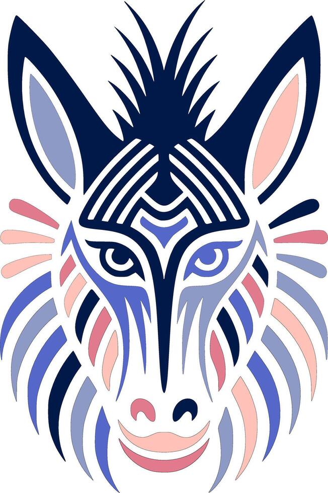 Iconic Stylized Tribal Zonkey Face Design vector