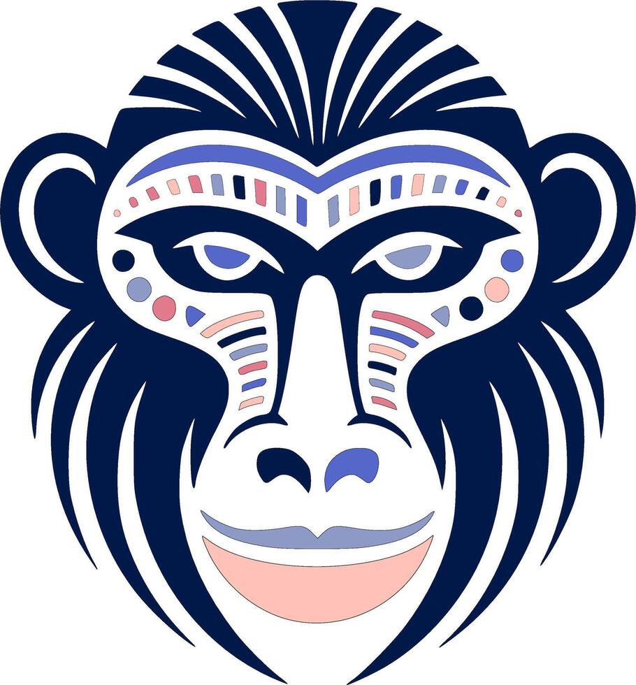 Stylized Tribal Baboon Face Design vector