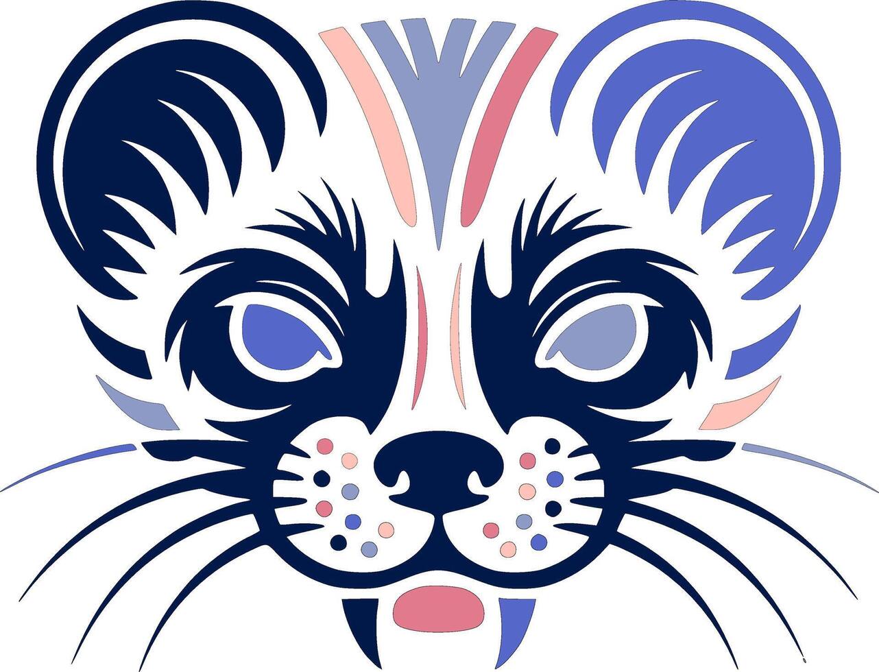 Elegant Stylized Tribal Weasel Face Design vector
