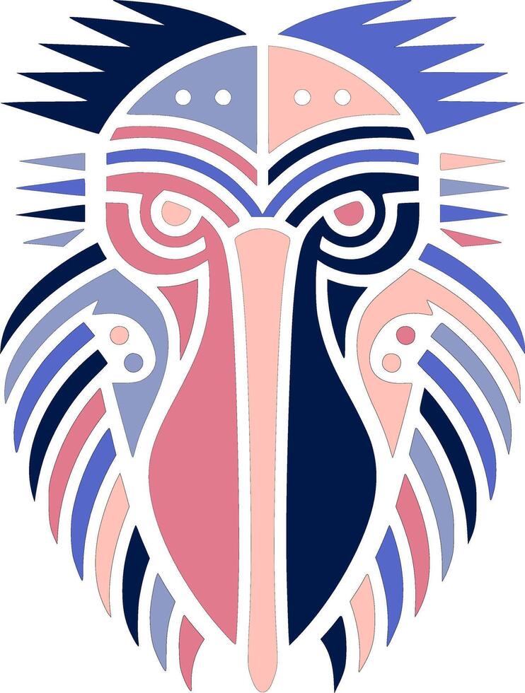Ancient Stylized Tribal Shoebill Face Design vector