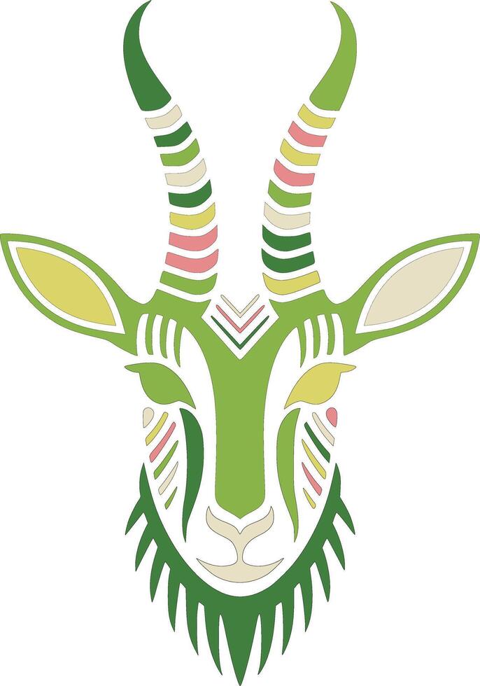 Iconic Stylized Tribal Gazelle Face Design vector