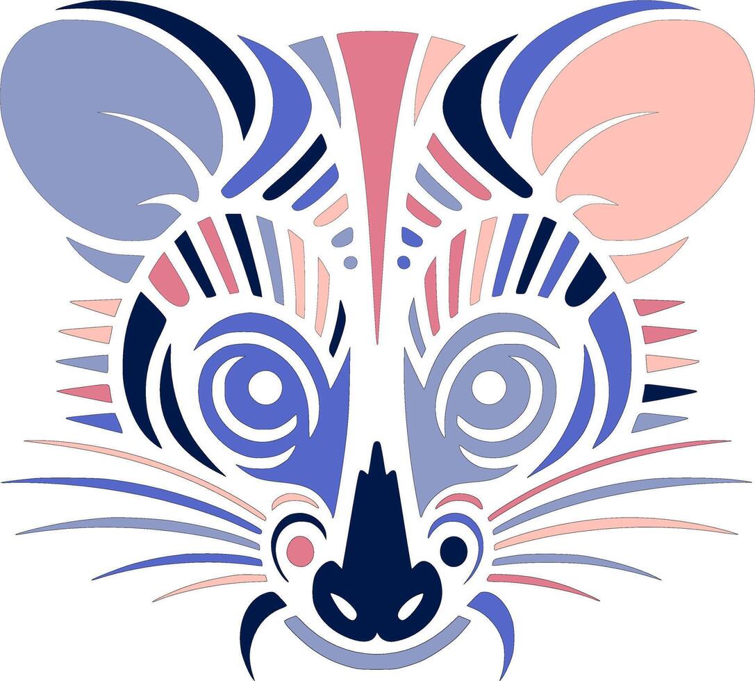 Ancient Tribal Ringtail Possum Face Design vector