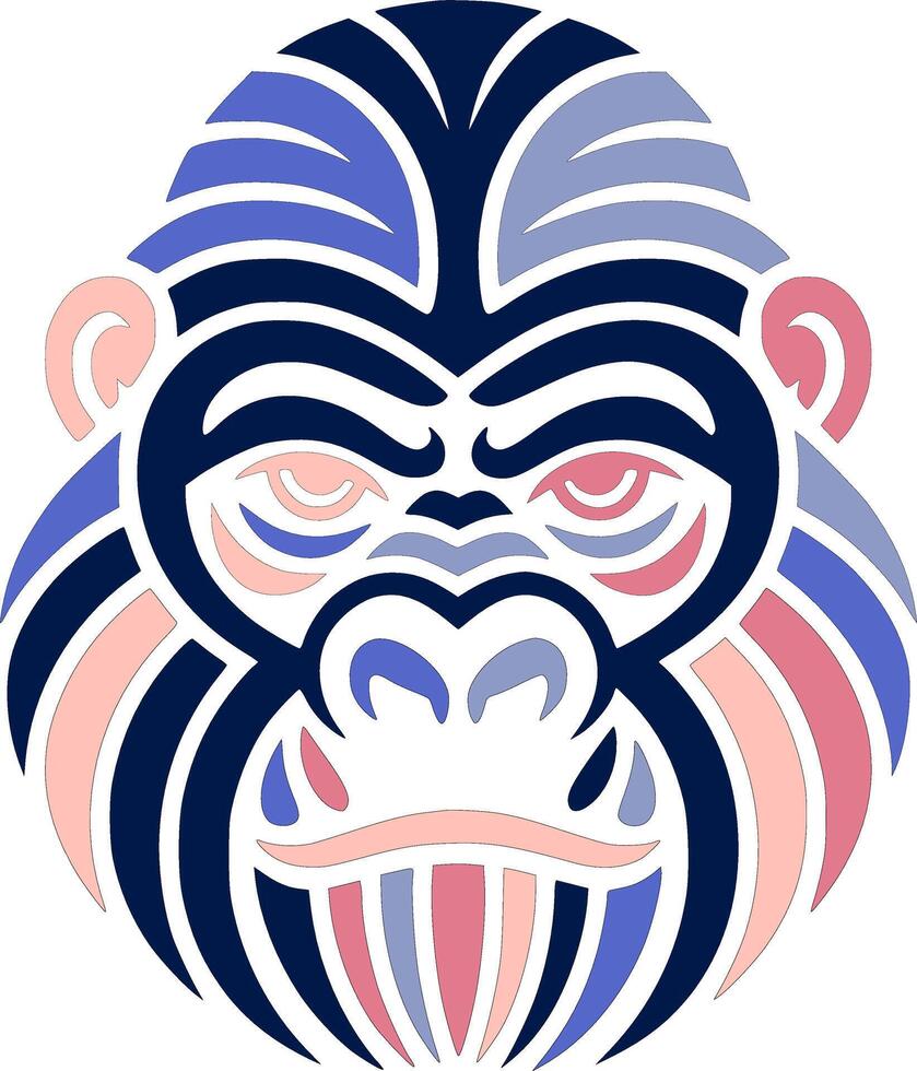 Ancient Stylized Tribal Gorilla Face Design vector