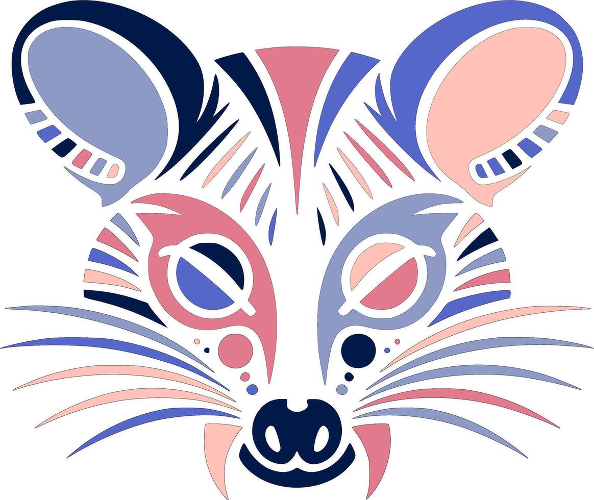 Iconic Tribal Ringtail Possum Face Design vector