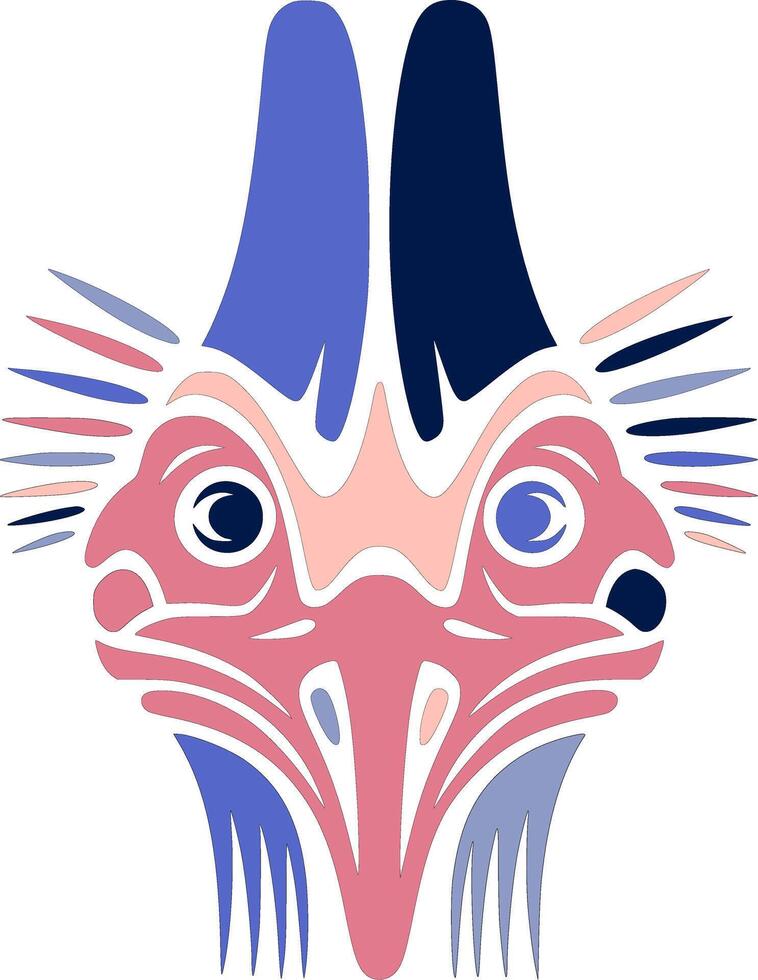 Stylized Tribal Cassowary Face Design vector