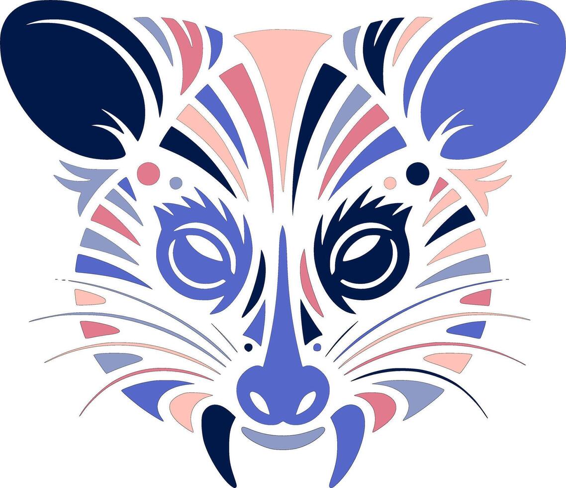 Mystical Tribal Ringtail Possum Face Design vector