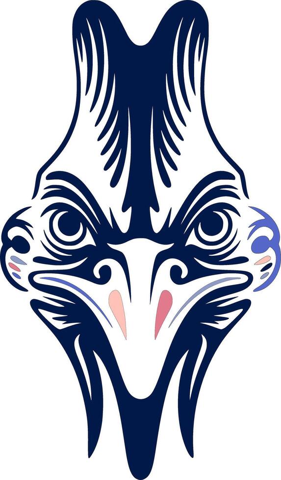 Ancient Stylized Tribal Cassowary Face Design vector