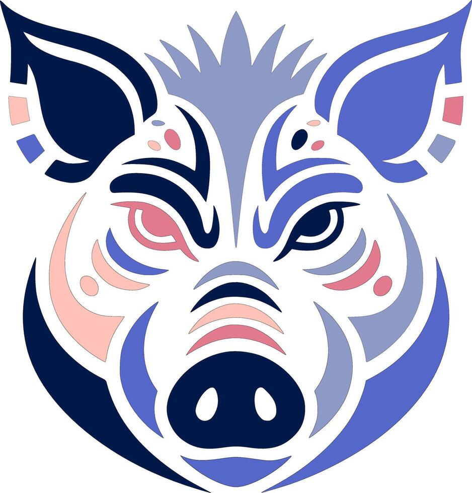 Tribal Wild Pig Face Design vector