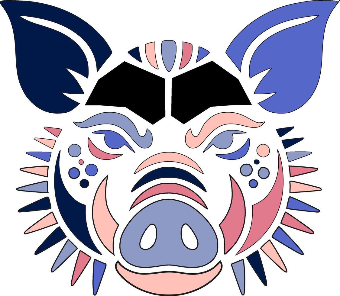 Mystical Tribal Wild Pig Face Design vector
