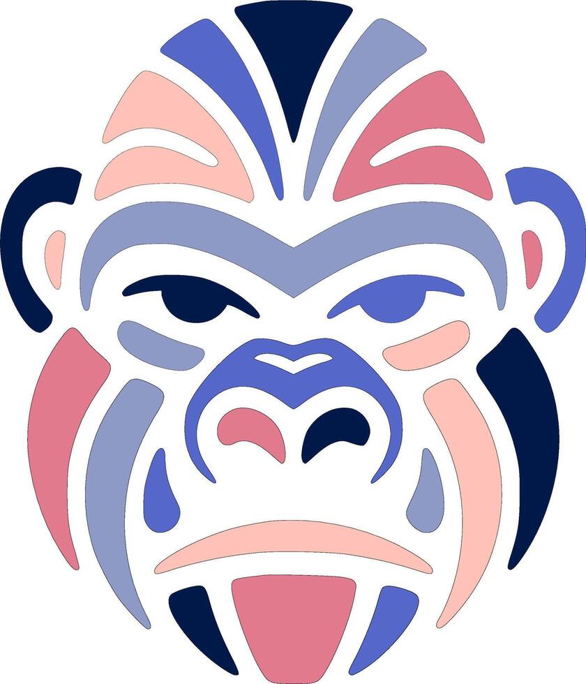 Iconic Stylized Tribal Gorilla Face Design vector
