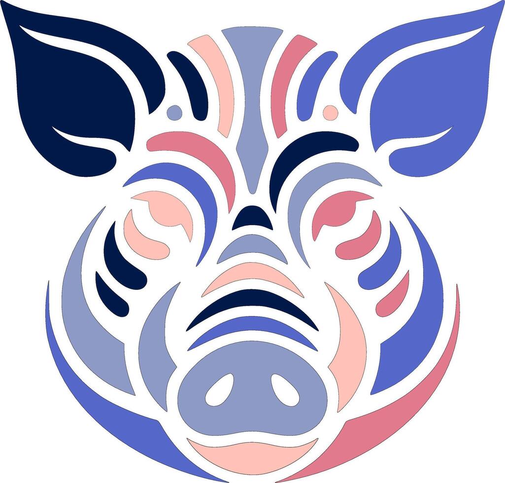 Ancient Tribal Wild Pig Face Design vector