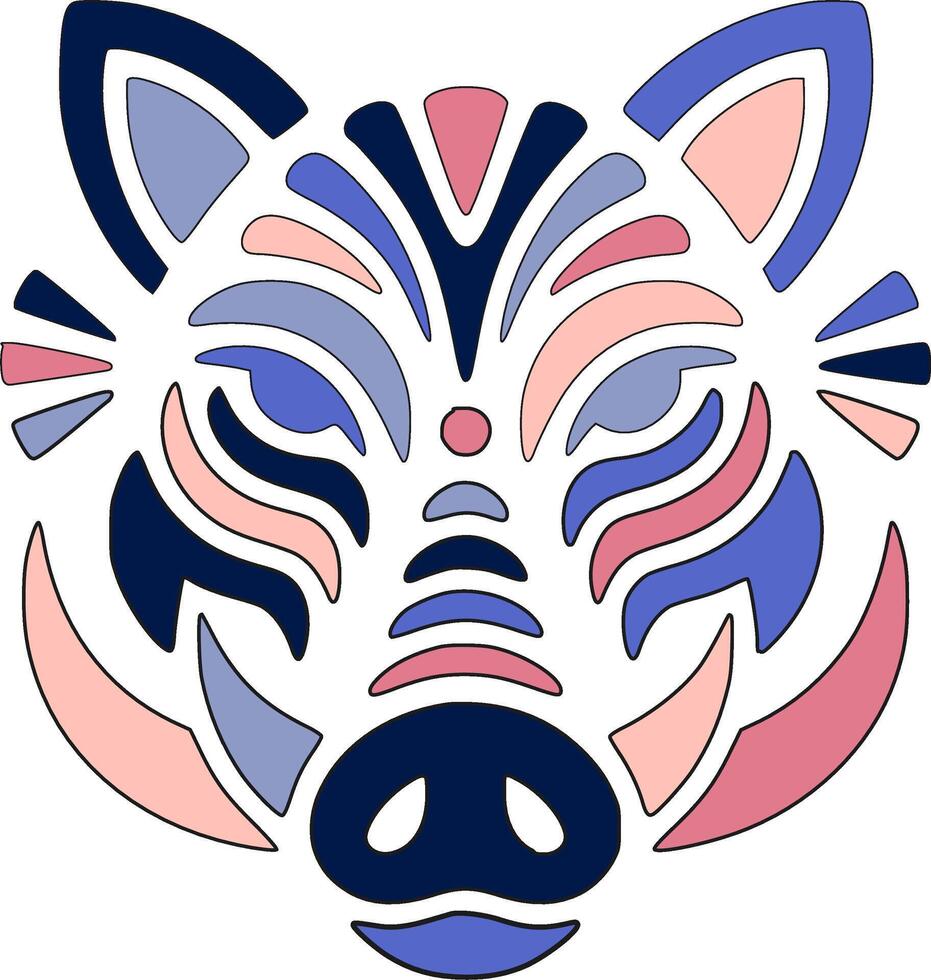 Mystical Stylized Tribal Boar Face Design vector