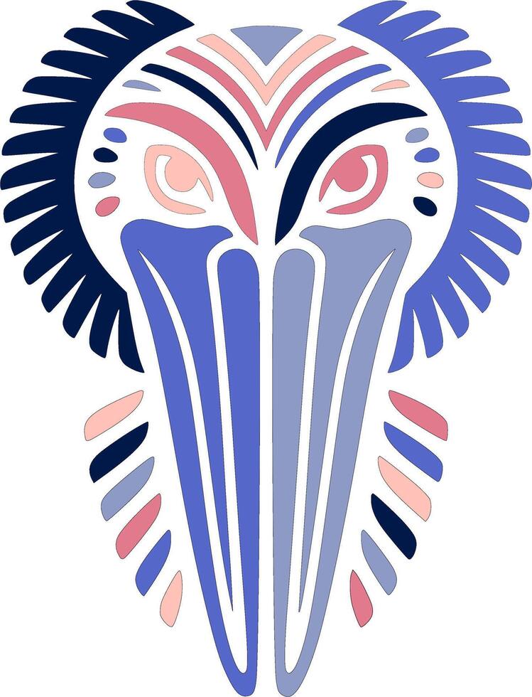Ancient Stylized Tribal Pelican Face Design vector
