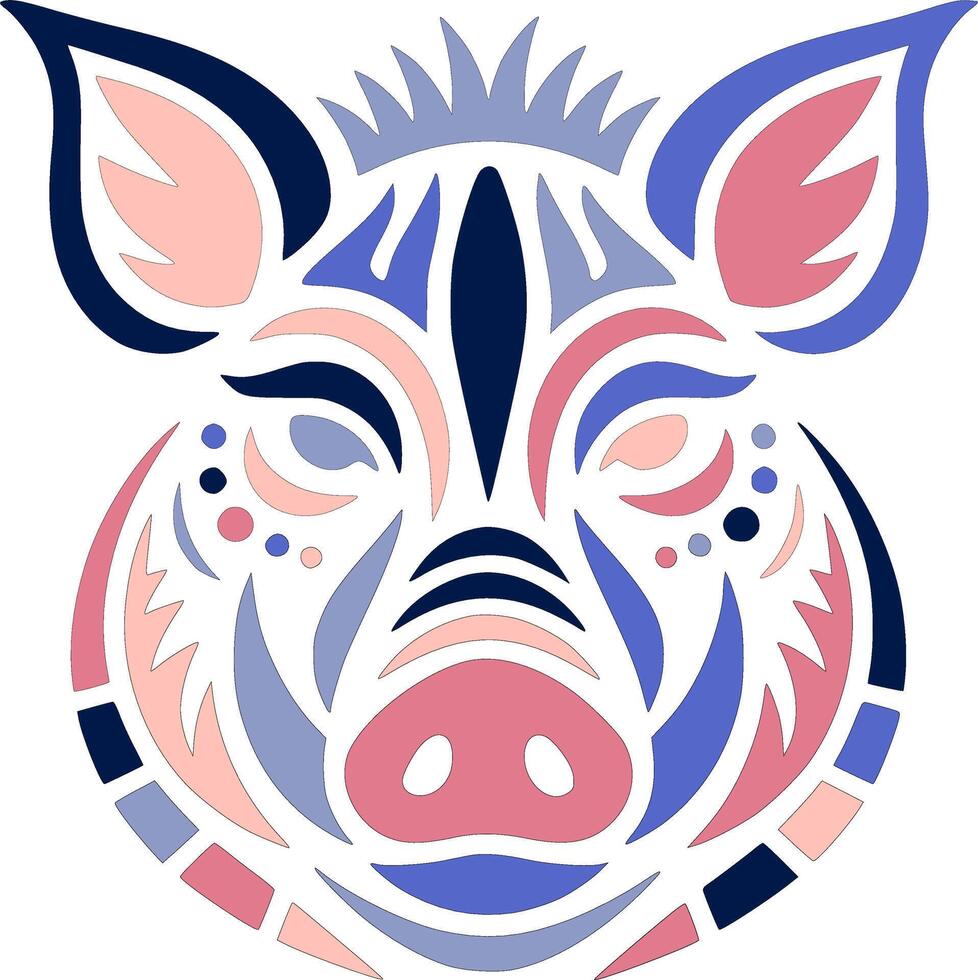 Iconic Tribal Wild Pig Face Design vector