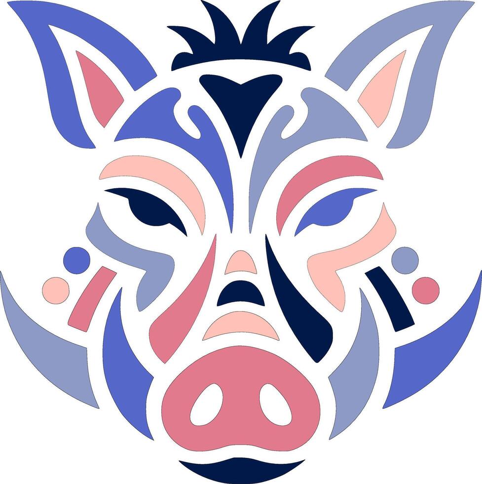 Stylized Tribal Boar Face Design vector