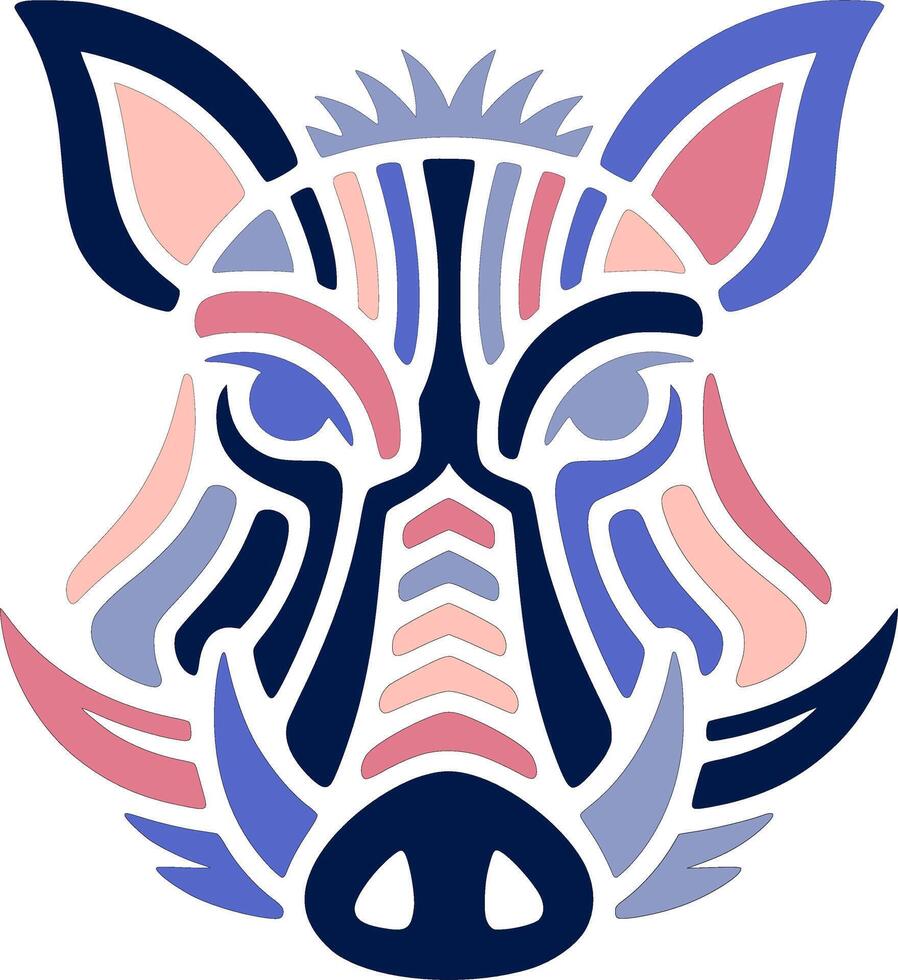 Ancient Stylized Tribal Boar Face Design vector