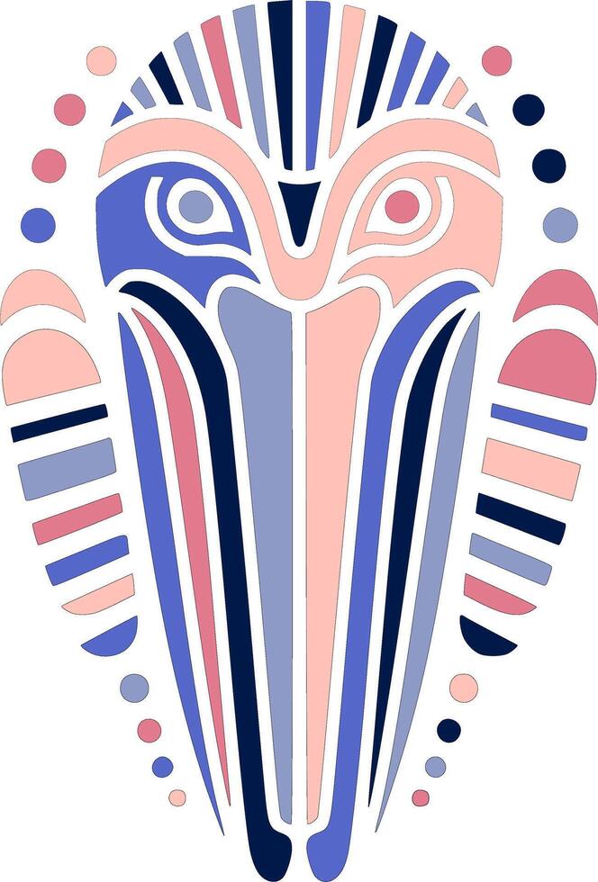 Mystical Stylized Tribal Pelican Face Design vector