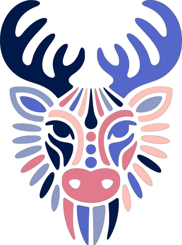 Stylized Tribal Reindeer Face Design vector