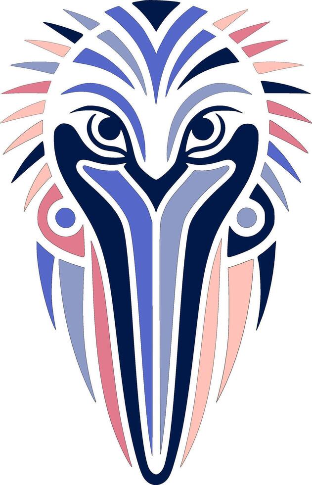 Stylized Tribal Pelican Face Design vector