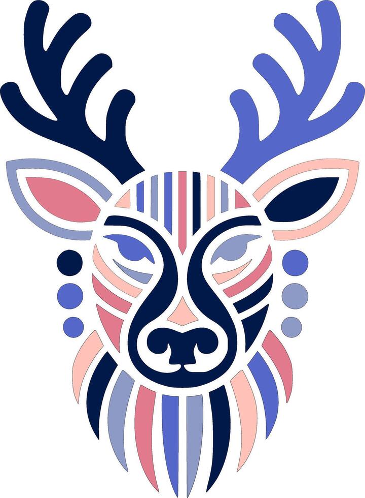 Ancient Stylized Tribal Reindeer Face Design vector