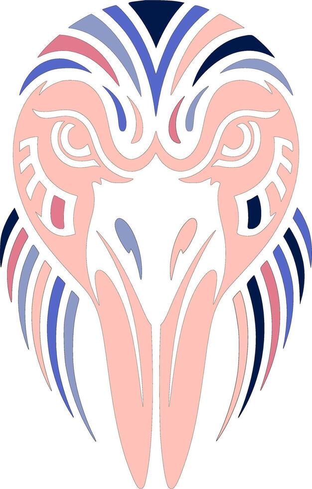 Mystical Stylized Tribal Flamingo Face Design vector
