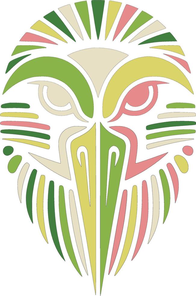 Ancient Stylized Tribal Stork Face Design vector