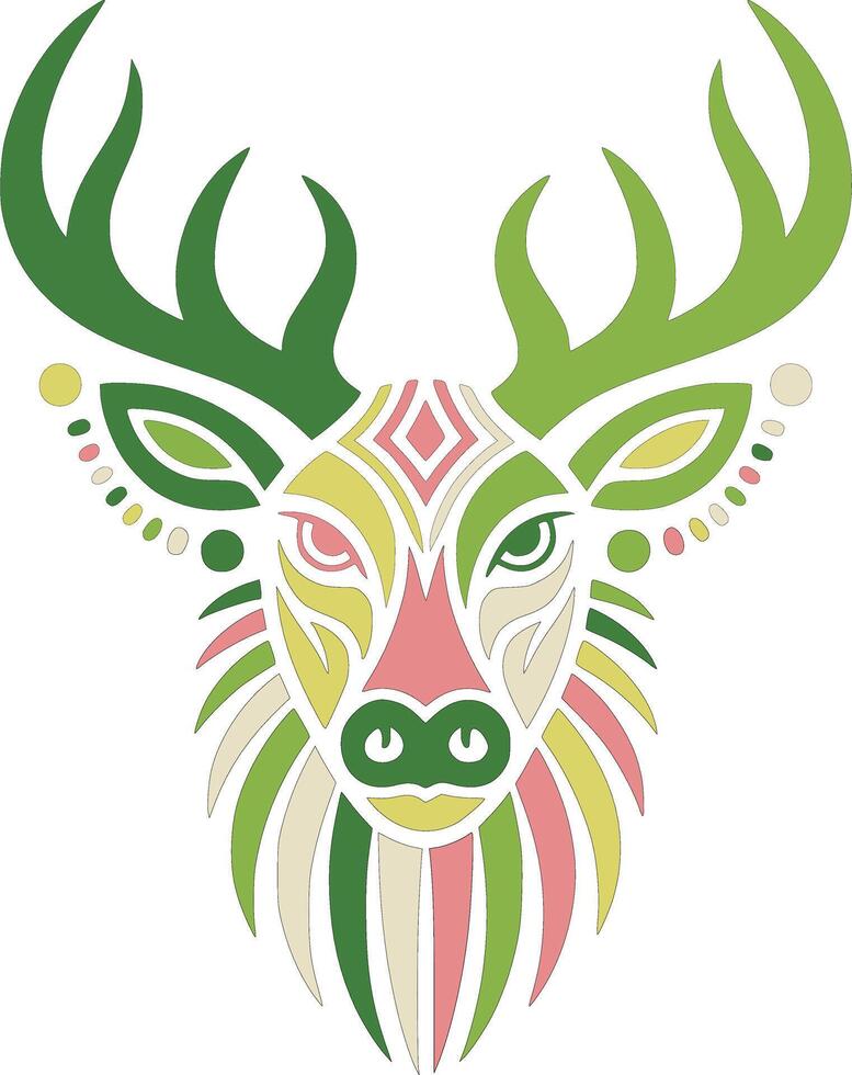 Ancient Stylized Tribal Elk Face Design vector